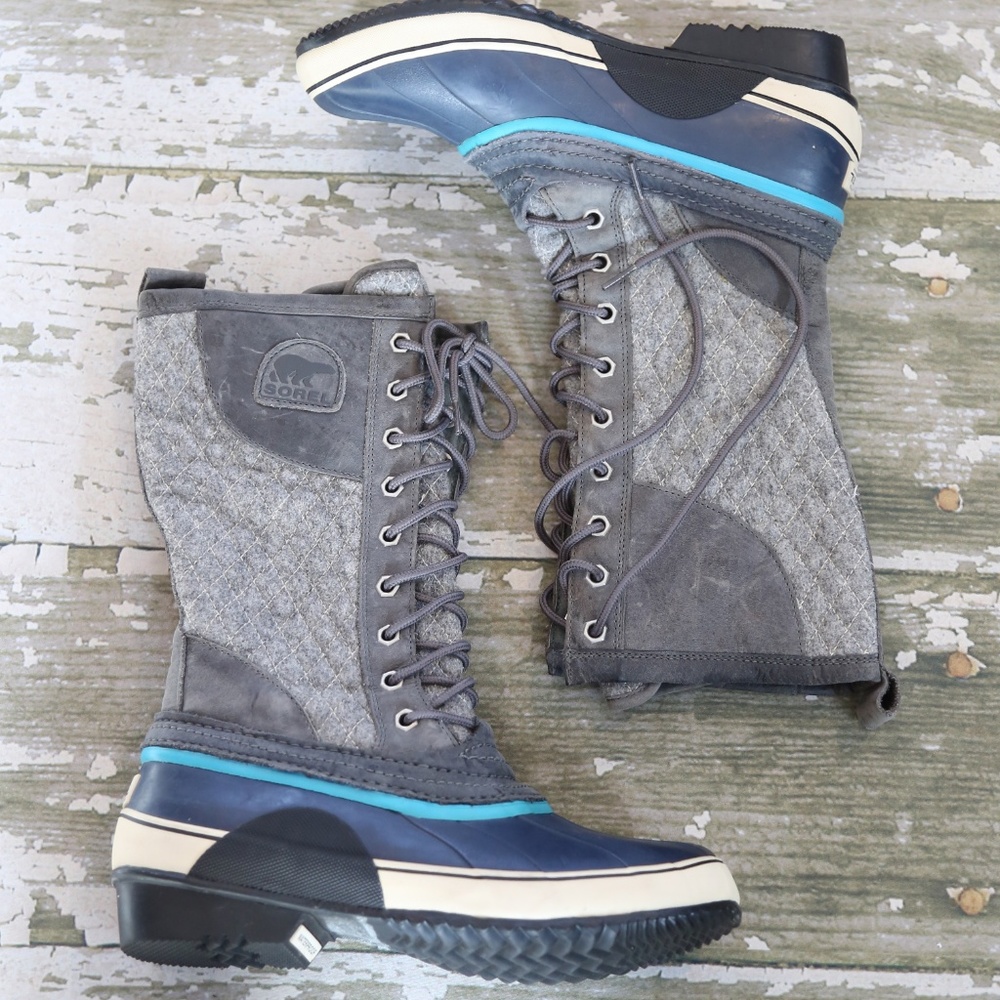 SOREL SORELLI Tall Quilted Gray Winter Boots Sz 9